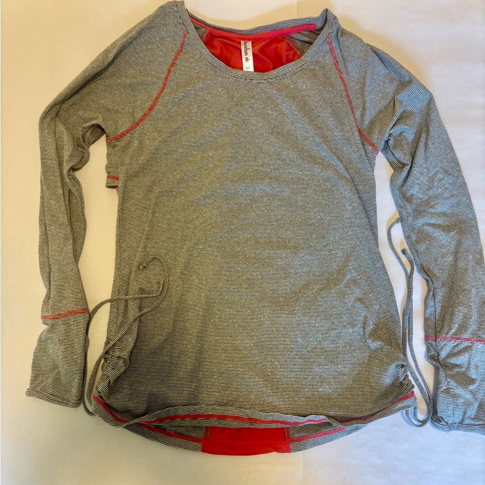 NWOT Kyodan Gray stripe coral pink Long Sleeve shirt orange Top running exercise